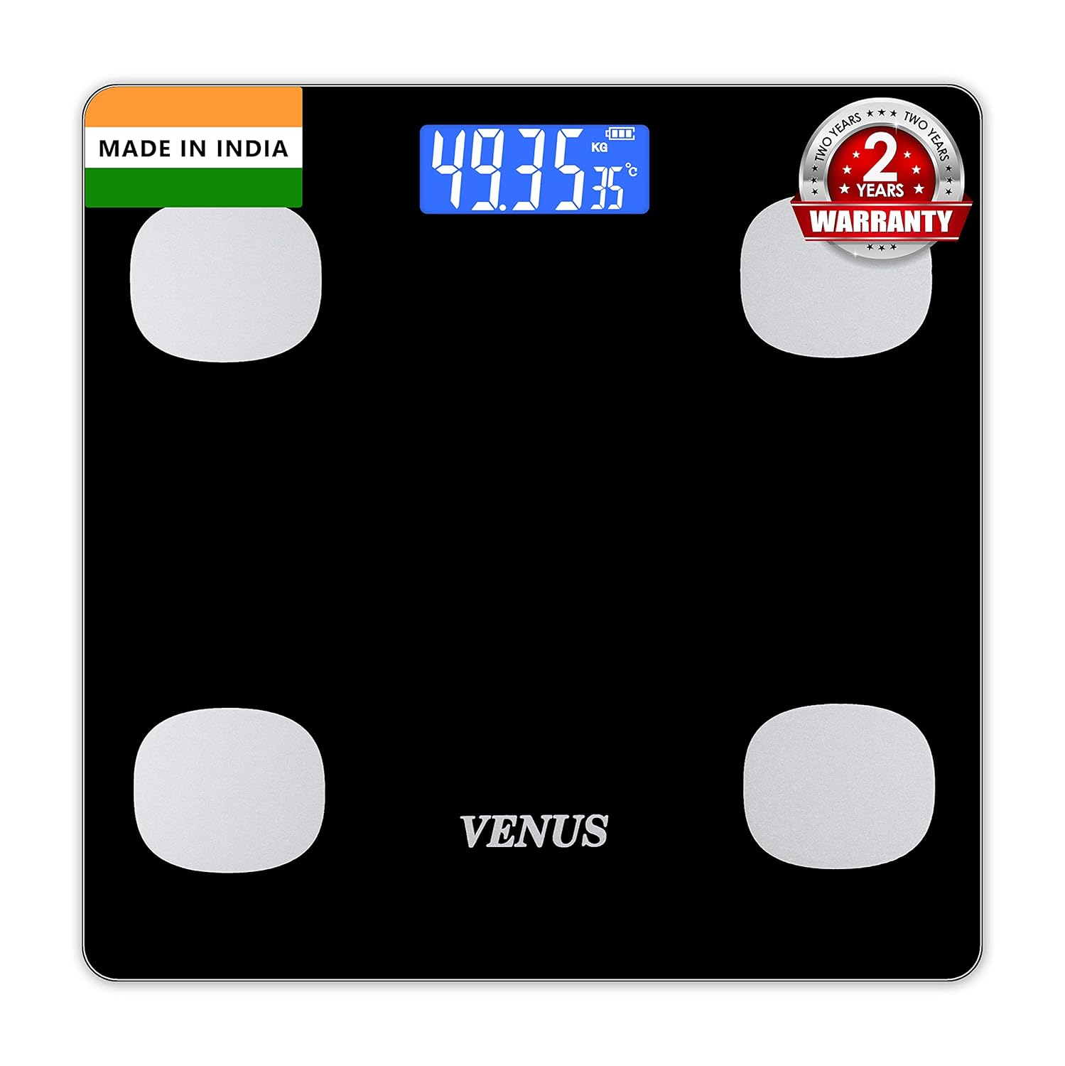 Venus (India) Electronic Digital Personal Bathroom Weight Machine for Body Weight upto 180 kg Weighing Scale with 24 Months Warranty, Black 6