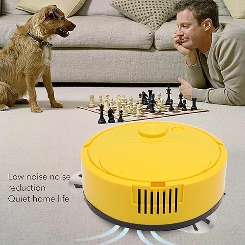 Miniatura 6 de Robot aspirador, multifuncional carga USB, mini robot de barrido al vacío para suelos de madera, azulejos y alfombras (amarillo)