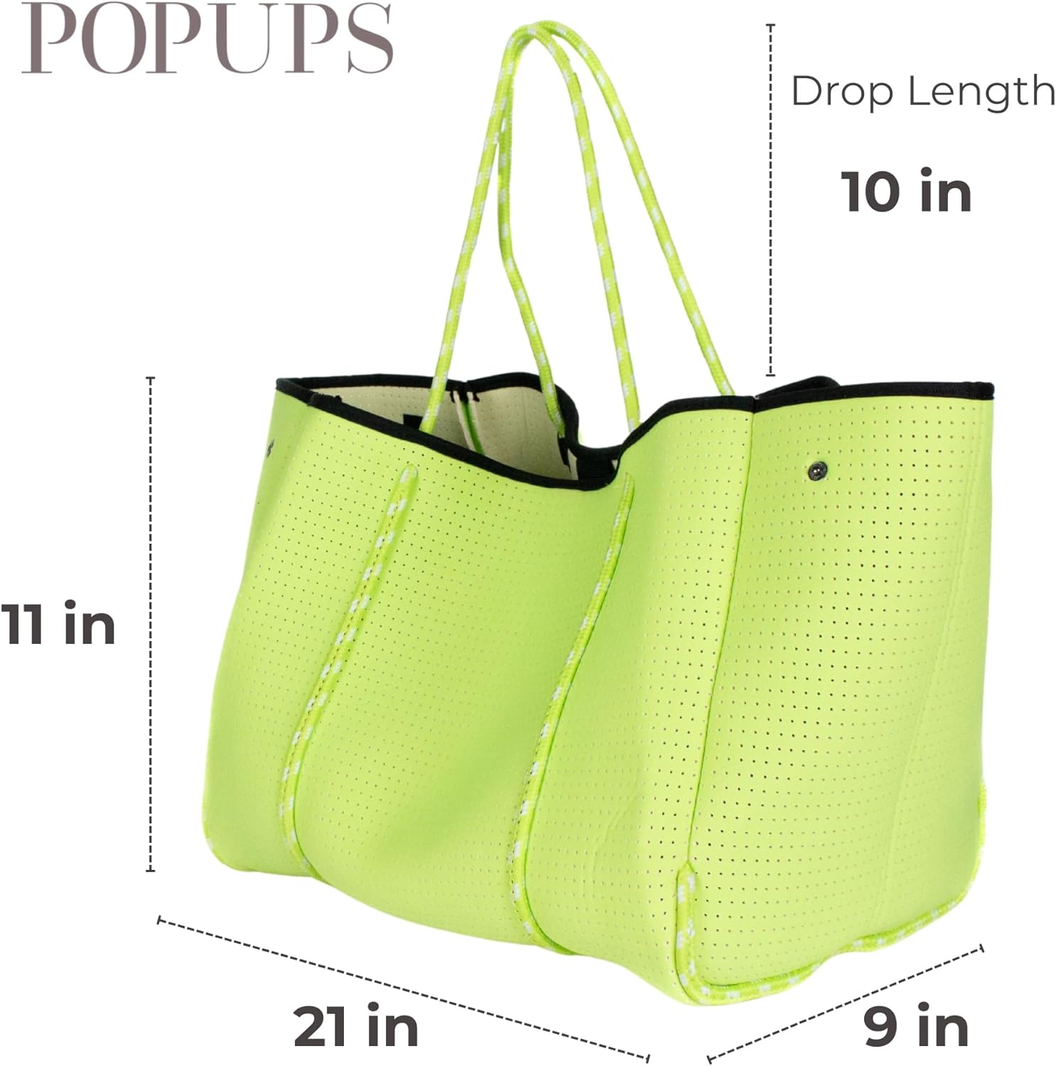 POPUPS Large Neoprene Tote Bag for Women – Stylish Work, Beach, Travel Bag with Pockets, Rope Handles with Zipper Pouch - Image 3