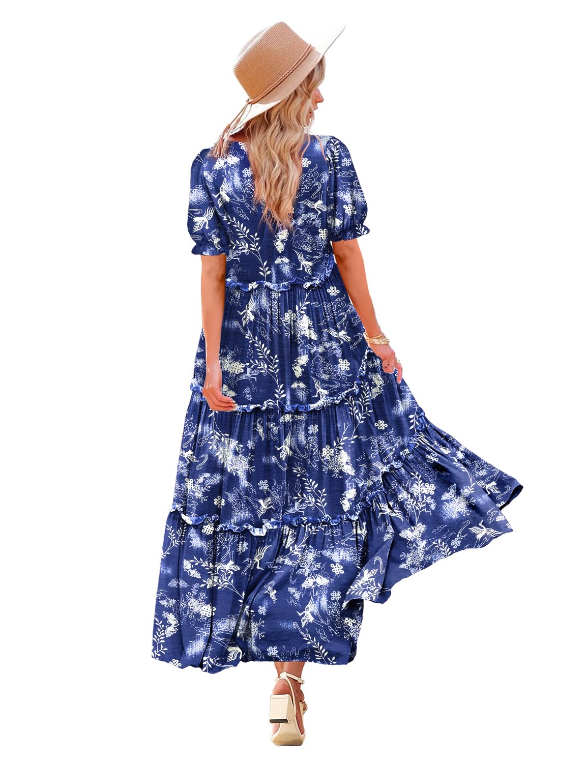 YESNO Sommerkleid für Damen, lässig, kurzärmelig, Blumenmust