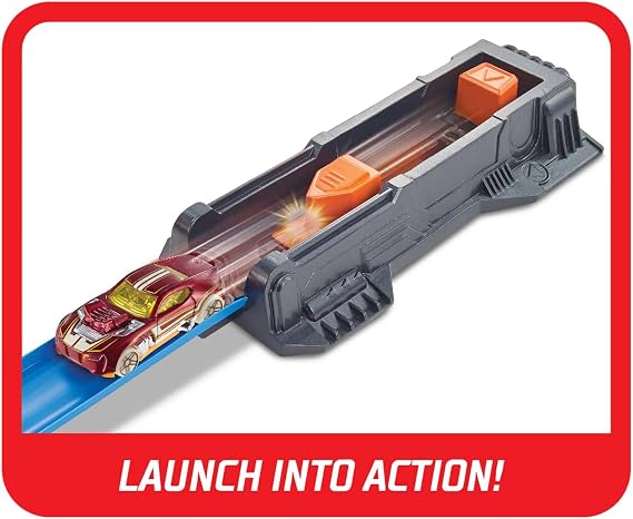 Hot Wheels Corkscrew Crash Track Set & Toy Car | Large motorised track with 3 corkscrew loops, 3 crash zones & storage space, FTB65