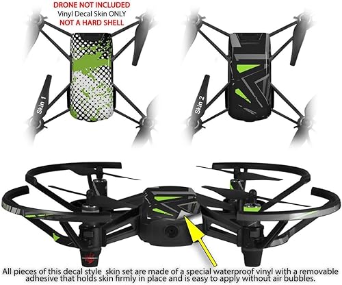 Miniatura 2 de Skin Decal Wrap 2 Pack for DJI Ryze Tello Drone Halftone Splatter Green White DRONE NOT INCLUDED