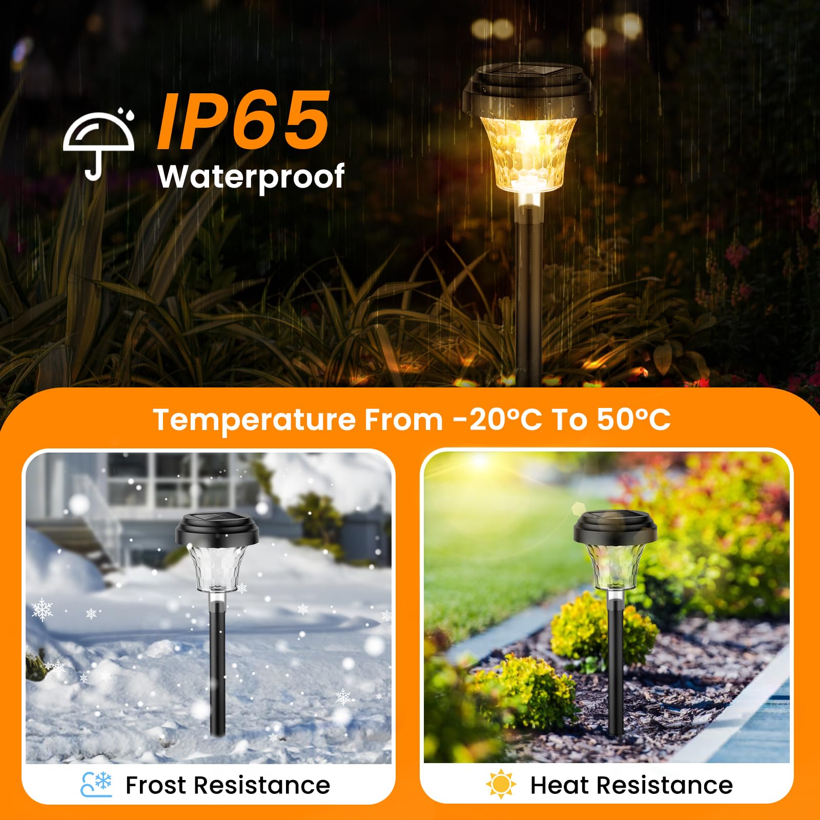 Lampe Solaire Exterieur Jardin 8 Pièces, Lumiere Solaire Exterieur avec Lumière Chaude et 7 Couleurs RVB, IP65 Étanche Eclairage Exterieur Solaire pour Chemins, Decoration Jardin Exterieur