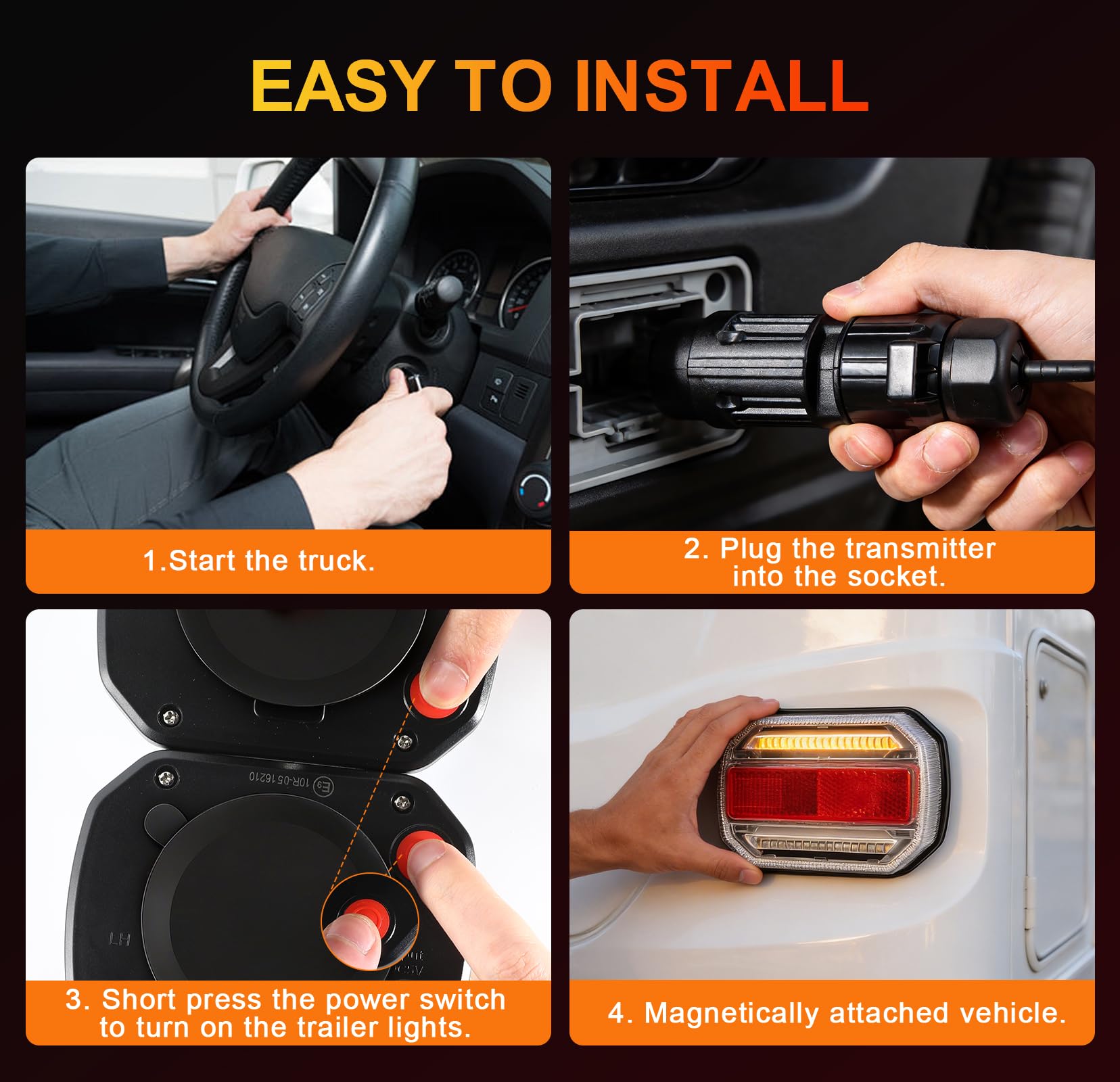 Set Luci Posteriori a LED per Rimorchio, Luci Posteriori LED Magnetiche Wireless Impermeabili 12/24V, Kit Illuminazione per Rimorchio per Camion, Roulotte o Camion, Omologato ECE EMV