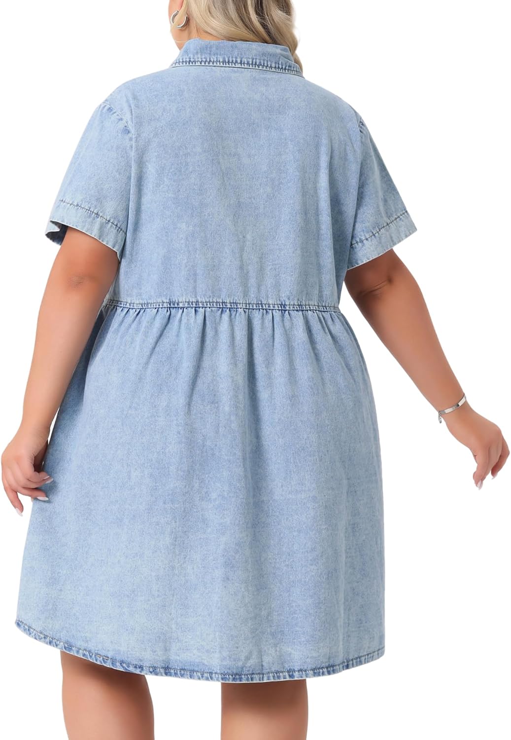 Agnes Orinda Denim Dress for Women Plus Size Button Down Babydoll Sundress Jean Dress with Pockets 2026 Vacation - Image 4