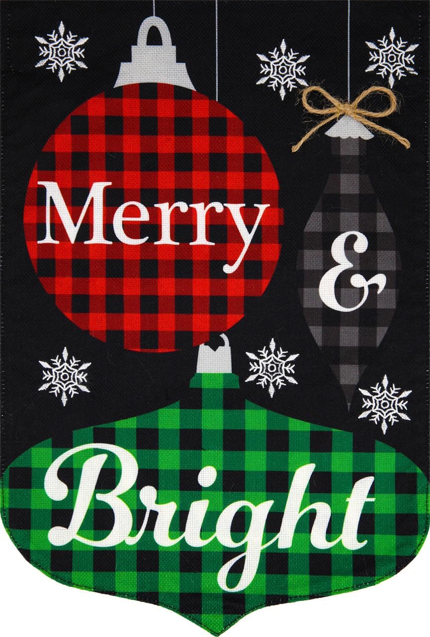 Checkered Ornaments Christmas Burlap House Flag 28" x 40" Briarwood Lane