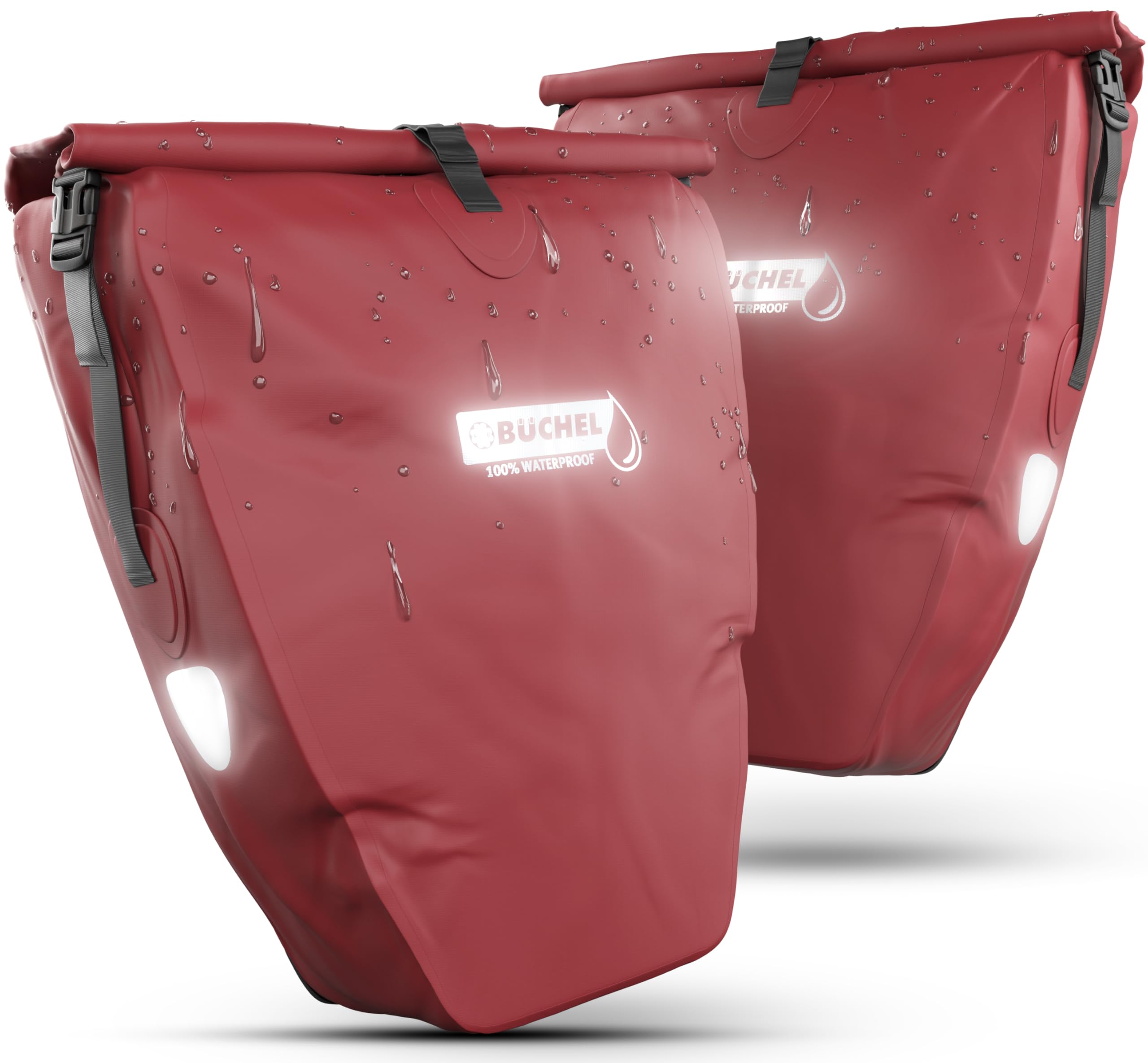 Büchel Torba rowerowa na bagażnik, zestaw 2 szt., 25,4 l – 100% wodoszczelna, z uchwytem do noszenia i paskiem na ramię, torba rowerowa, torba na bagażnik, torba rowerowa z tyłu