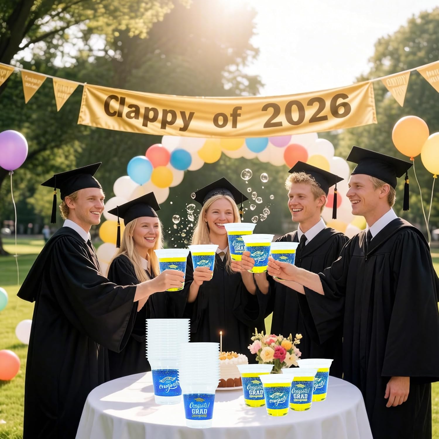 48 PCS 14 OZ Graduation Cups Class of 2026 Graduation Decorations Supplies Graduation Party Plastic Cups Class of 2026 Solo Cups High School College School Grad Party Cups Decorations-Blue