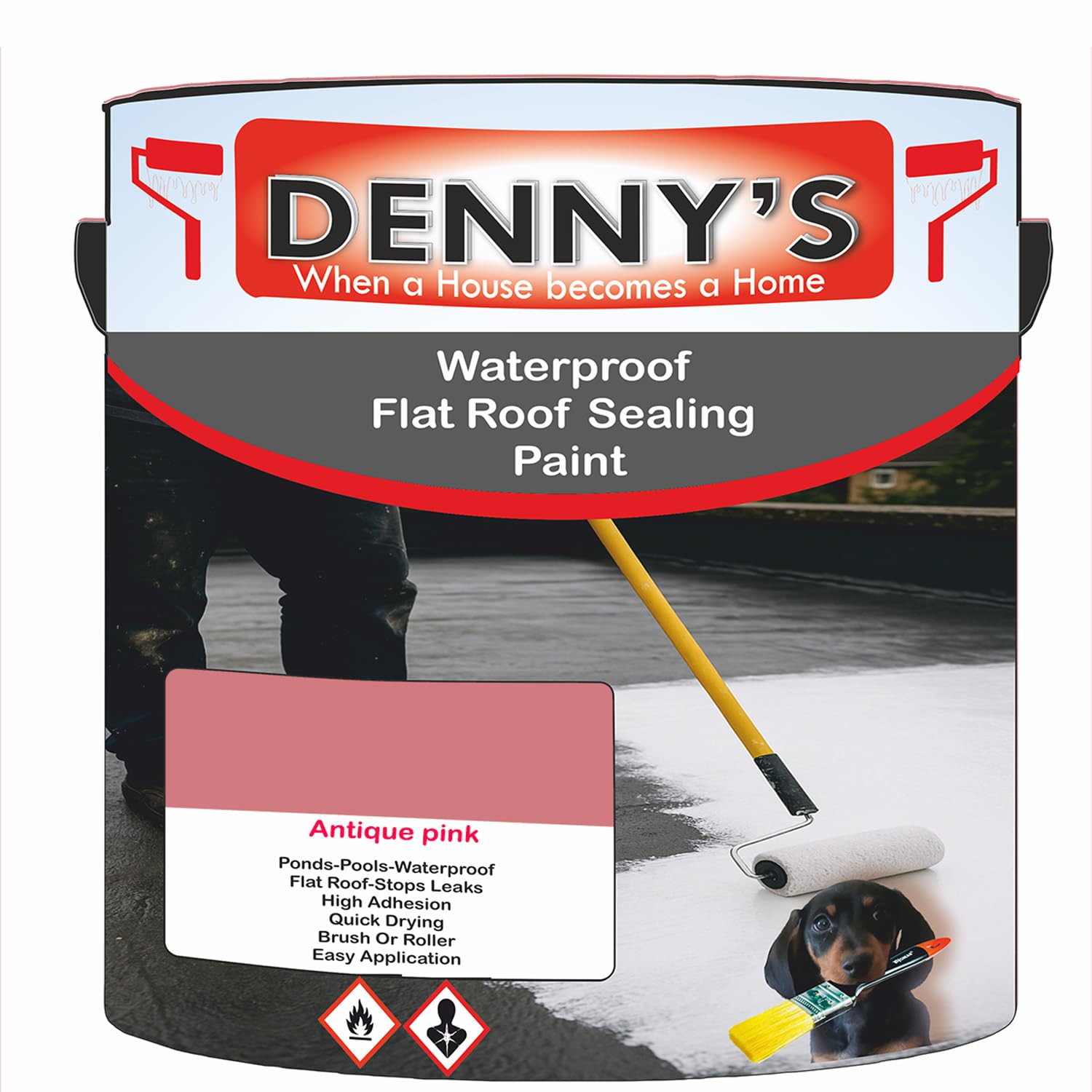 SCOOBYS PAINTS BACK IN THE MIX Chlorinated Rubber Flat Roof Paint – Waterproof Roof Sealer & Leak Repair Coating, Quick Drying, High Adhesion (Antique pink, 1 Litre Tin) — image 1