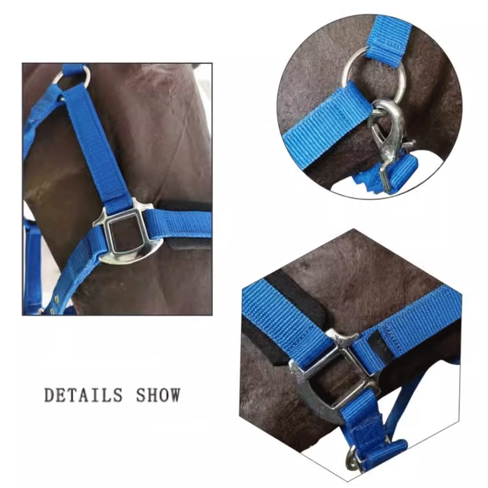 Komfort-Halfter für Pferde Verdicktes Gurtband Weiches Dickes Kissen Verstellbares Pferdezaumzeug Langlebiges Pferdezaumzeug (Color : Blue)