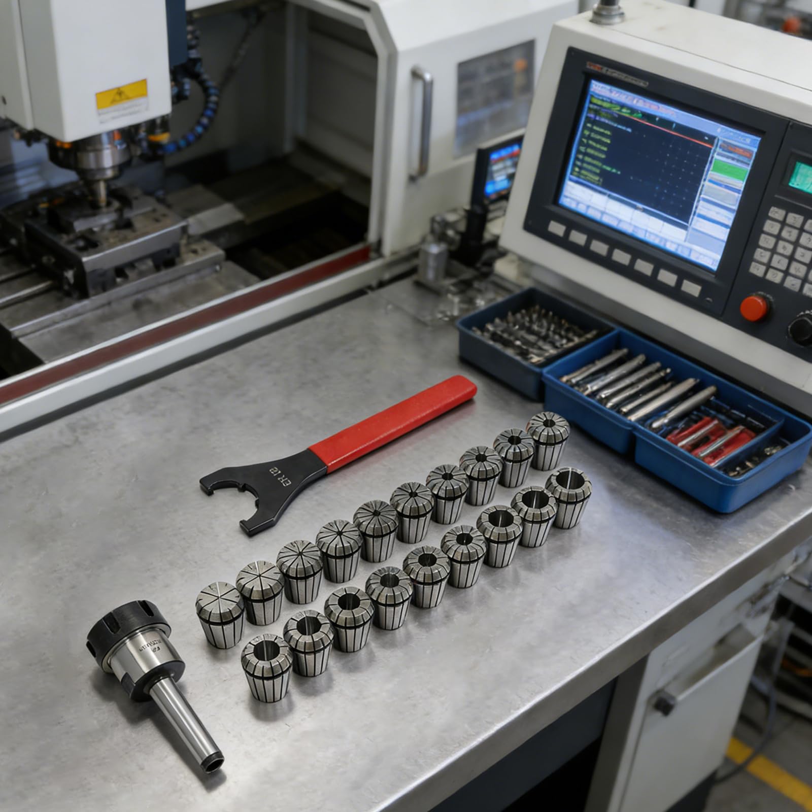 Set Pinze Molla Precisione ER32 19 Pezzi, Mandrino Portautensili Precisione 0.015Mm, Serraggio 2-20Mm, Trattamento Termico, Per Fresatrice CNC Tornio Incisione, Kit Completo Con Chiave E Scatola