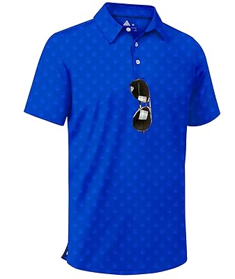 ZITY Men's Golf Shirts Short Sleeve Moisture Wicking Performance Print Patterns Casual Collared Golf Polo Shirt for Men