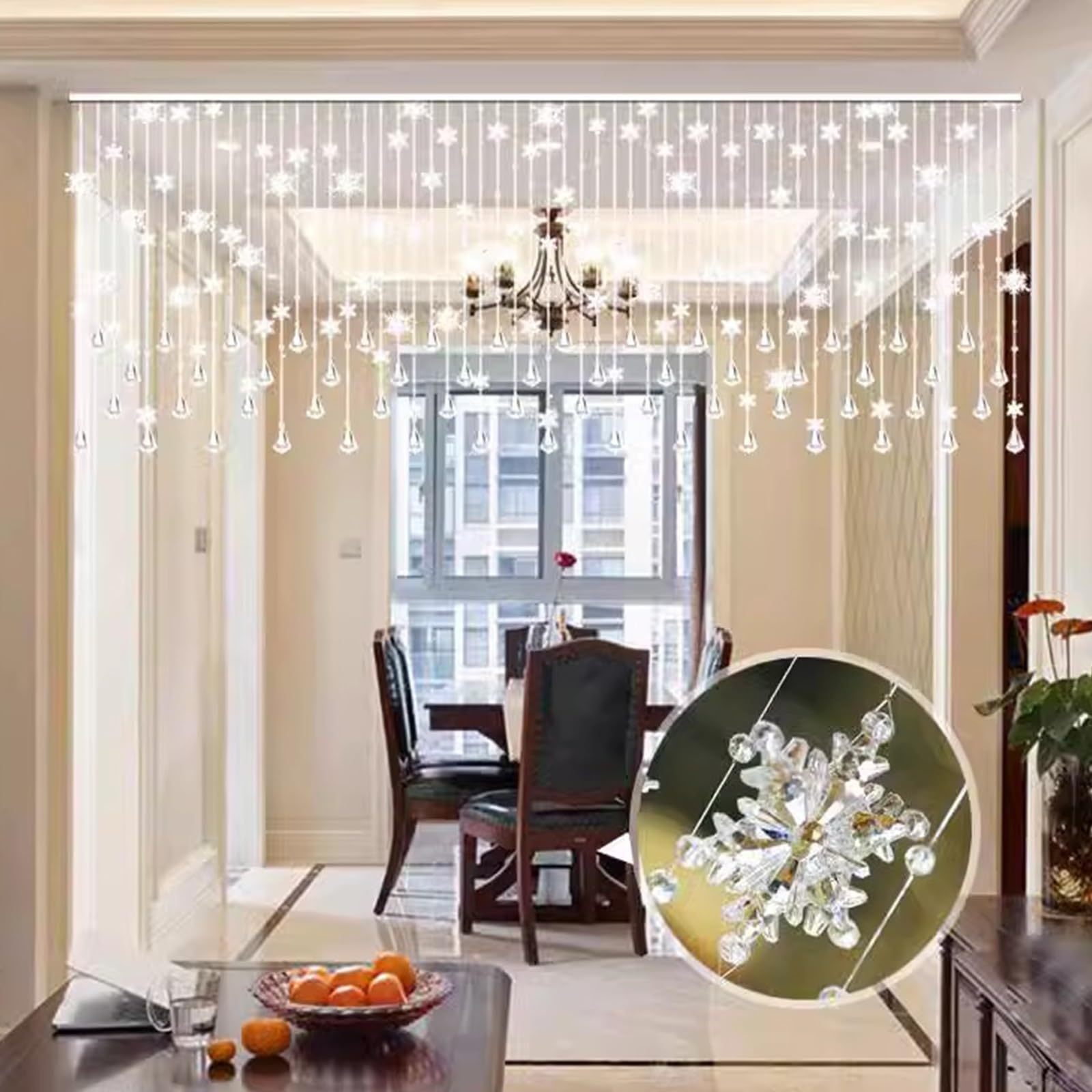 Amazon.co.jp: 透明カーテンビーズ、クリアクリスタルビーズガーランド