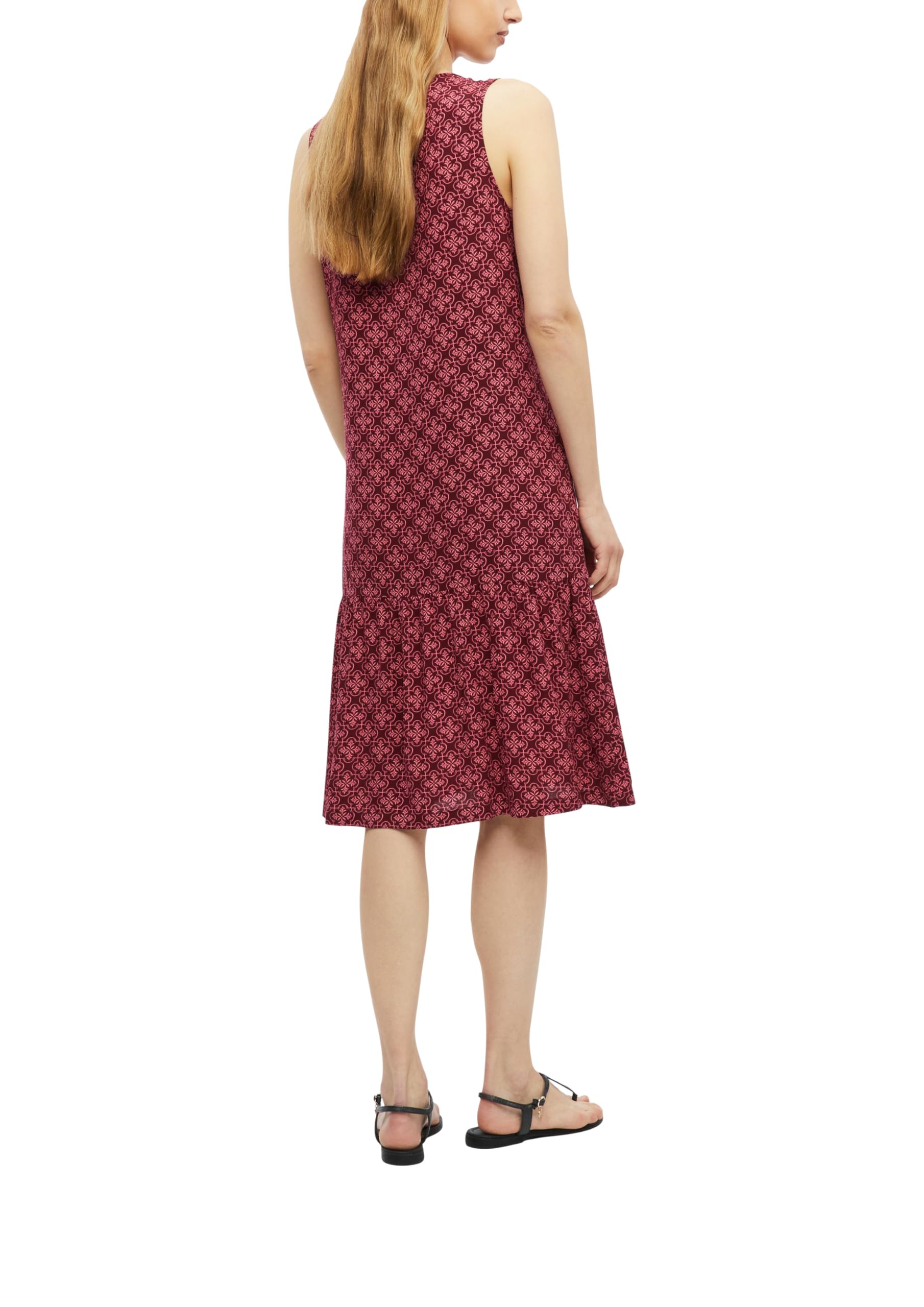 s.Oliver Damen Kleid – Ärmellos, Viskose, Allover-Print, Regular Fit, Midi-Länge