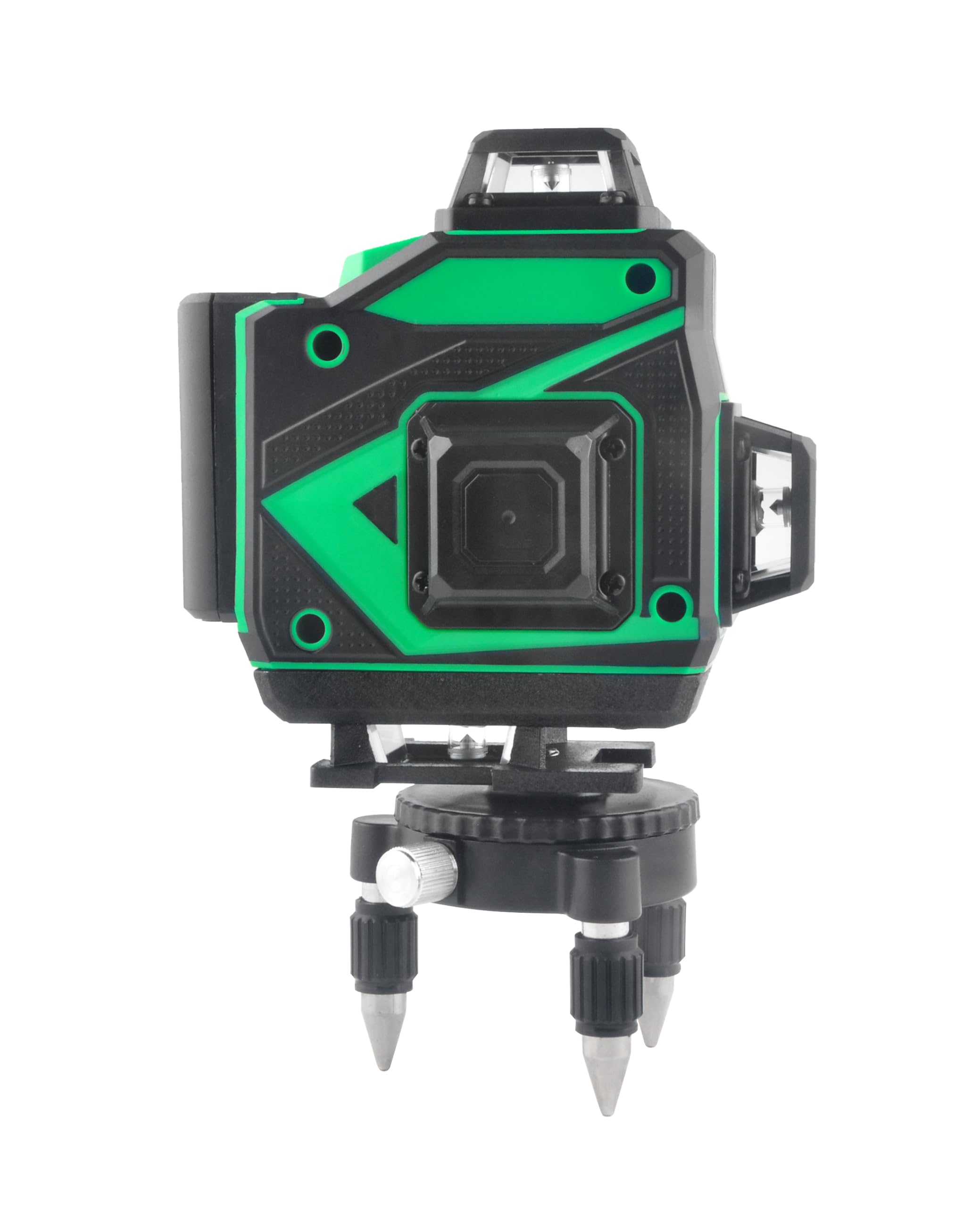 Laser poziomy, zielony, samopoziomujący, 4 x 360°, 16-liniowy, krzyżowy, poziomy i pionowy, pilot zdalnego sterowania, akumulator litowo-jonowy z ładowaniem euro, regulowana podstawa