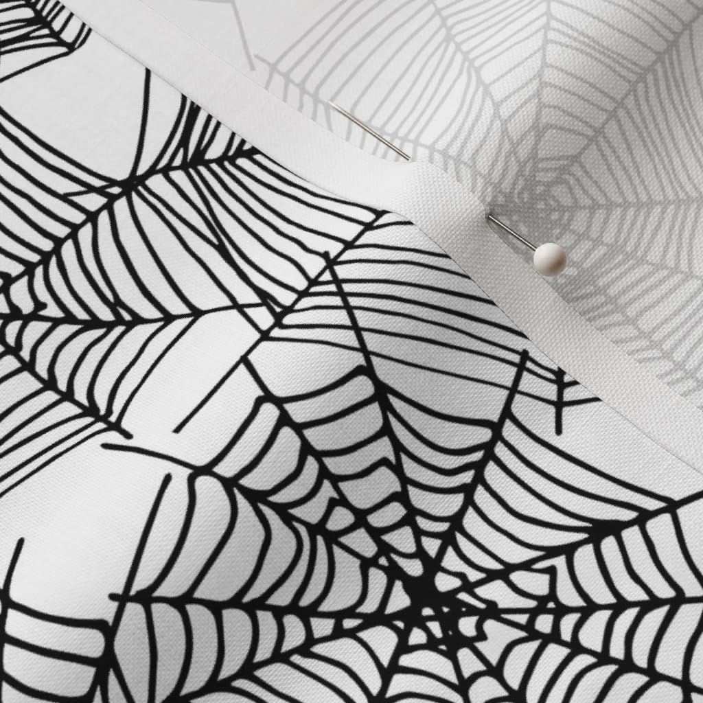 Spoonflower Fabric - Spider Black White October Spooky Scary Halloween Printed on Petal Signature Cotton Fabric by The Yard - Sewing Quilting Apparel Crafts Decor