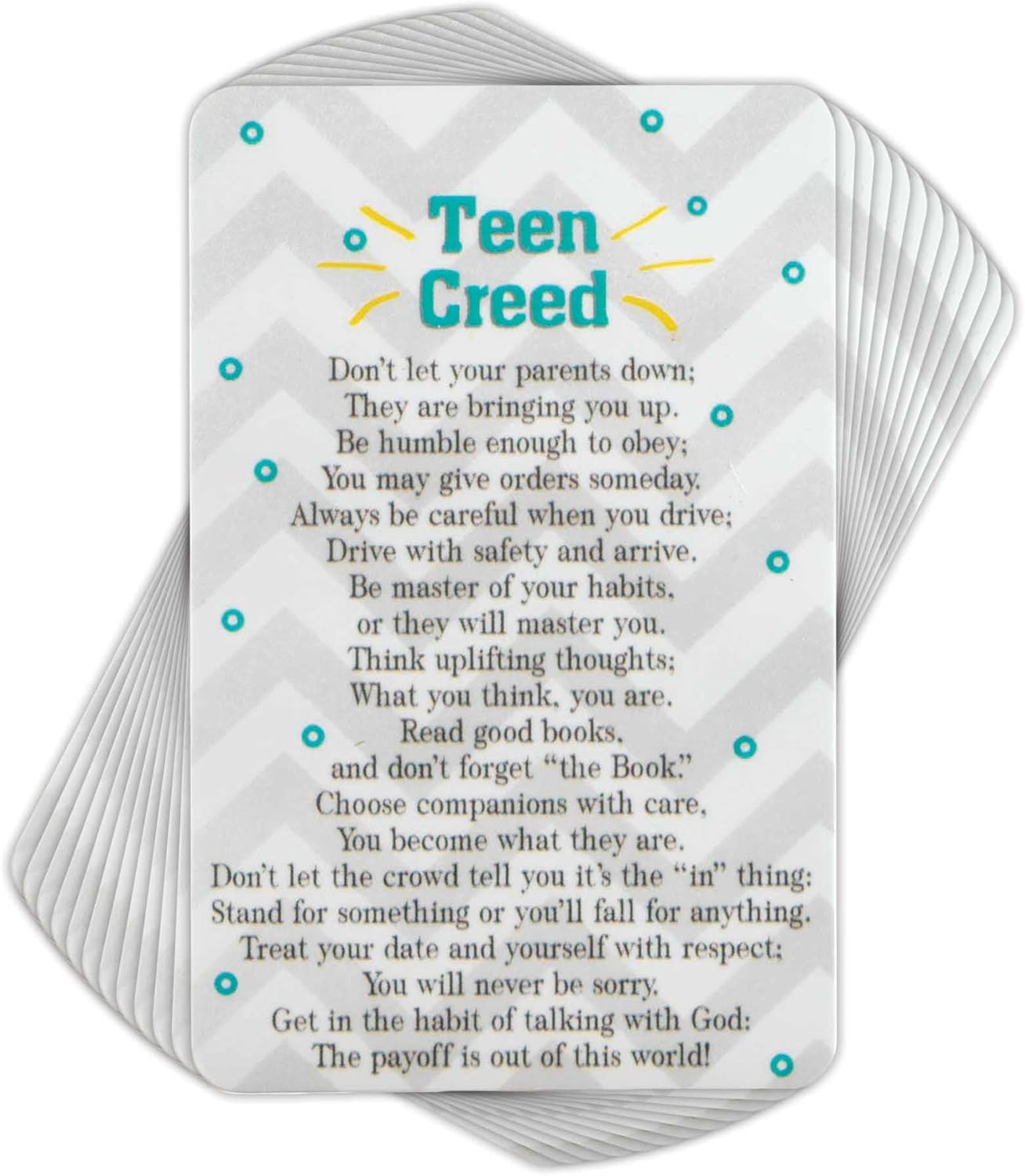Dicksons Teen Creed Grey Chevron Teal Polka Dot 4 x 2.5 Cardstock Bookmark Pack of 12