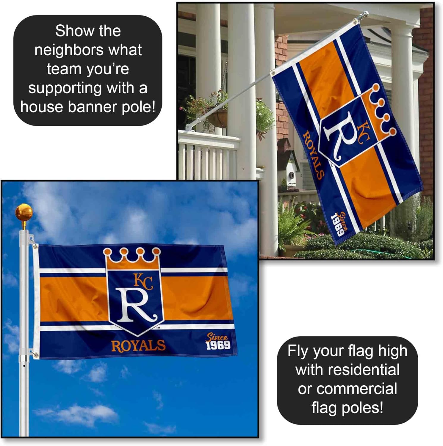 Kansas City Royals Retro Vintage Throwback 3x5 Foot Grommet Banner Flag - Image 3