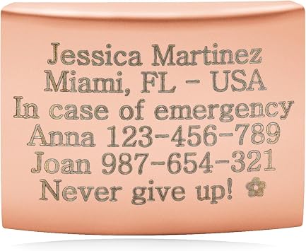 DIY Medical ID Watch Band Label Engraved Black Custom Stainless Steel Medical Alert for Diabetes, Pacemaker, Blood Thinner Personalized Health Info Tag YA4313 Rose Gold-DIY