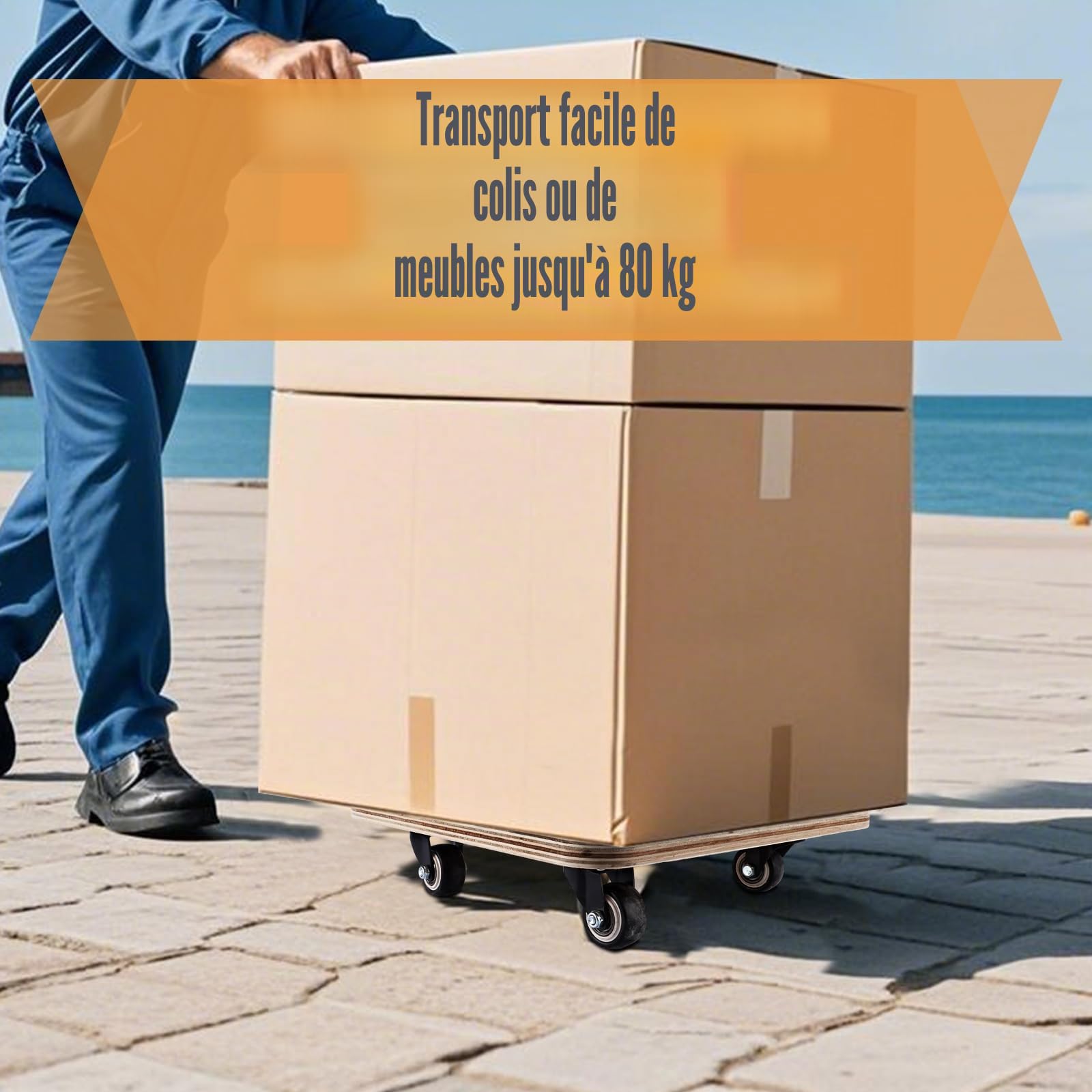 APACALI Lot de 2 roulettes de transport en bois - 30 x 30 cm - 18 mm d'épaisseur - Charge maximale : 320 kg - Pour déménagement et transport