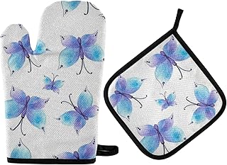 ZZXXB Lot de 2 maniques et maniques en forme de papillon - Résistantes à la chaleur - Antidérapantes - Pour cuisine, pâtisserie, barbecue