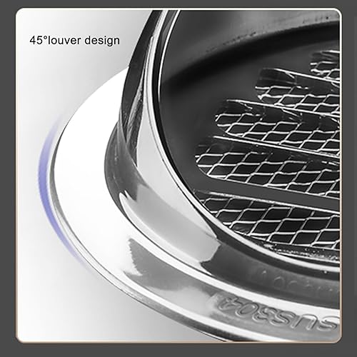 Miniatura 3 de Campana extractora de tubo de escape, cubierta redonda de salida de ventilación de pared, tapa de chimenea de acero inoxidable 304, rejilla de