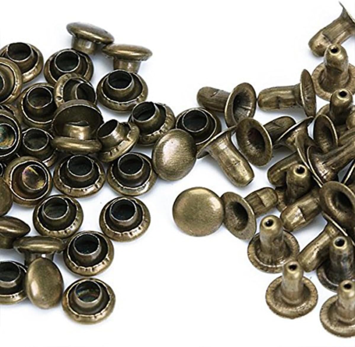 100 Sets 6mm Round Antique Brass Rivet Studs for Bags and Shoes