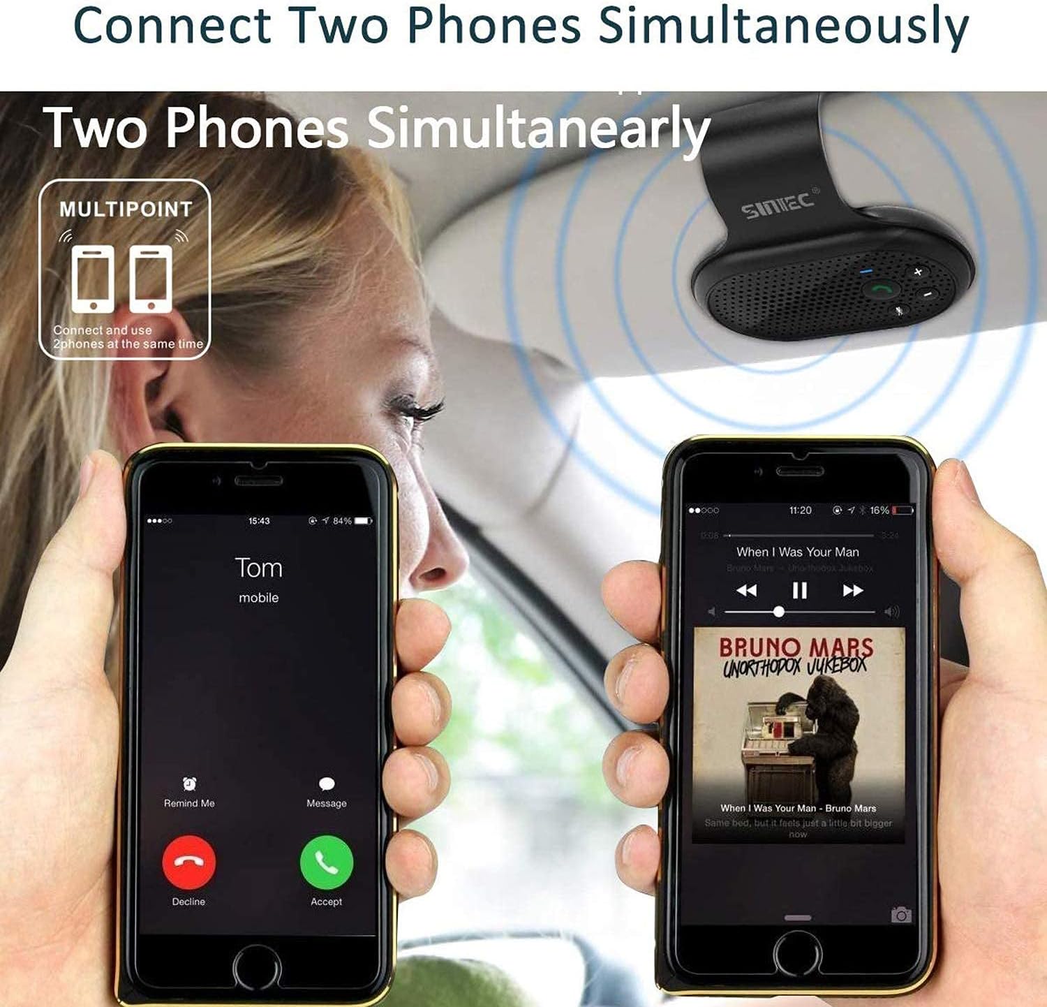 SUNITEC Bluetooth Headset, Wireless Bluetooth Earpiece,40 Hours Talking Time Built-in Microphone for iOS Android Cell Phone, V5.1 Hand-Free Headphones for Office (BC906)