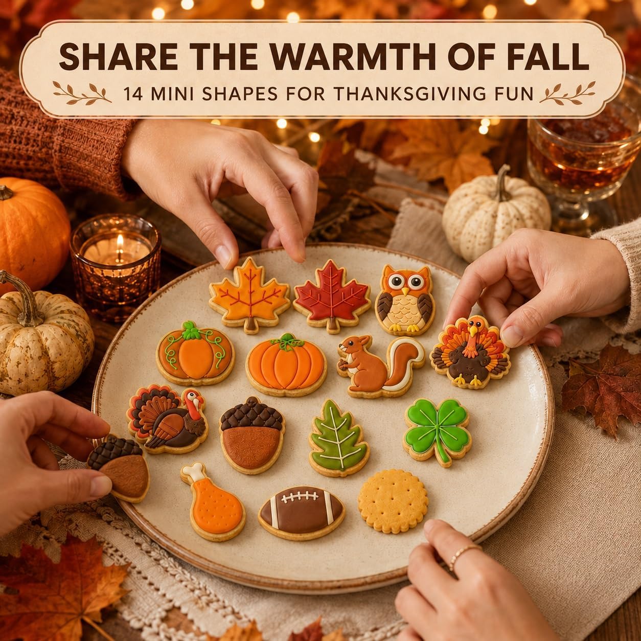 Fall Thanksgiving Cookie Cutter Set,14PCS Mini Fall Cookie Cutters