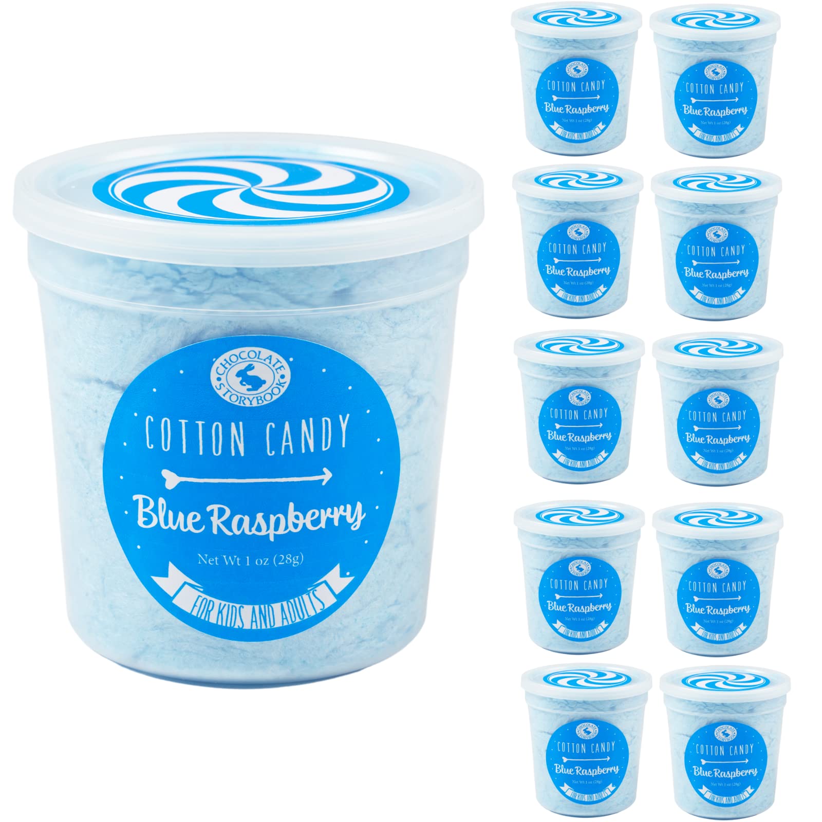 Blue Raspberry Cotton Candy Favors (Gift Set of 10) - Unique Ideas for Holidays, Birthdays, Celebrations, Party Favors