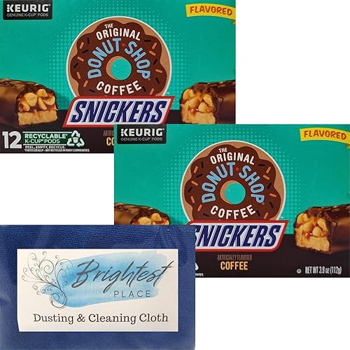 Miniatura 1 de Paquete de bebidas K-Cup de chocolate y caramelo con nuez de caramelo y caramelo con paño Brightest Place Clean Up y sabor original de Donut Shop