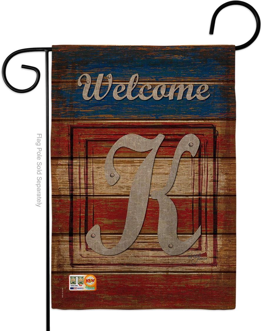 Star and Stripes Patriotic K Initial Garden Flag Monogram Patriotism Independence Memorial United State American Small Decorative Gift Yard House Banner Double-Sided Made In USA 13 X 18.5