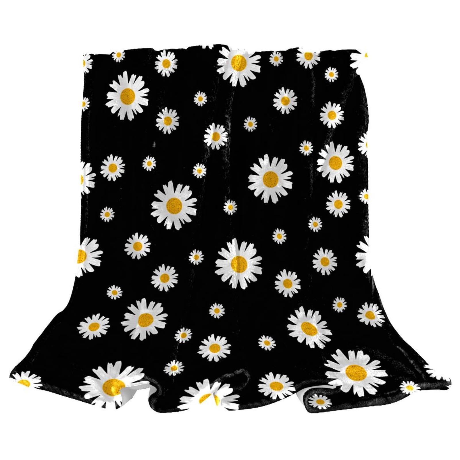 Couverture polaire Daisy Black plaid chaud et doux pour lit et canape 150x130cm