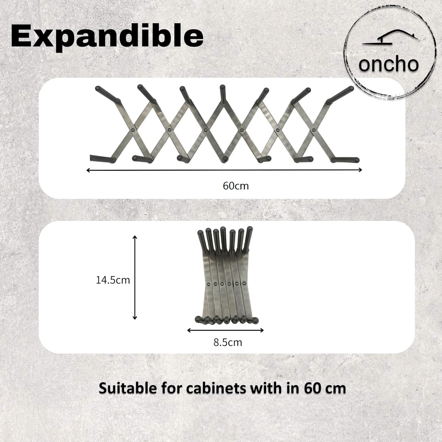 oncho Dish and lid dryig Storage, Stainless Steel, 6 Adjustable compartments for Kitchen cabinets - Expandable, Adjustable and Minimalist Design (14.5x10 cm, Silver) (Home)