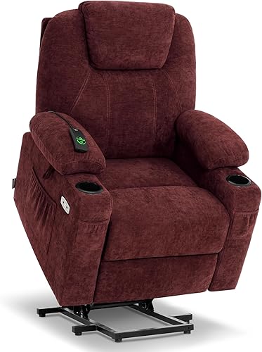 Miniatura 72 de MCombo Silla reclinable pequeña para ancianos, silla elevadora eléctrica pequeña con calor y masaje para personas mayores, portavasos, puertos USB y