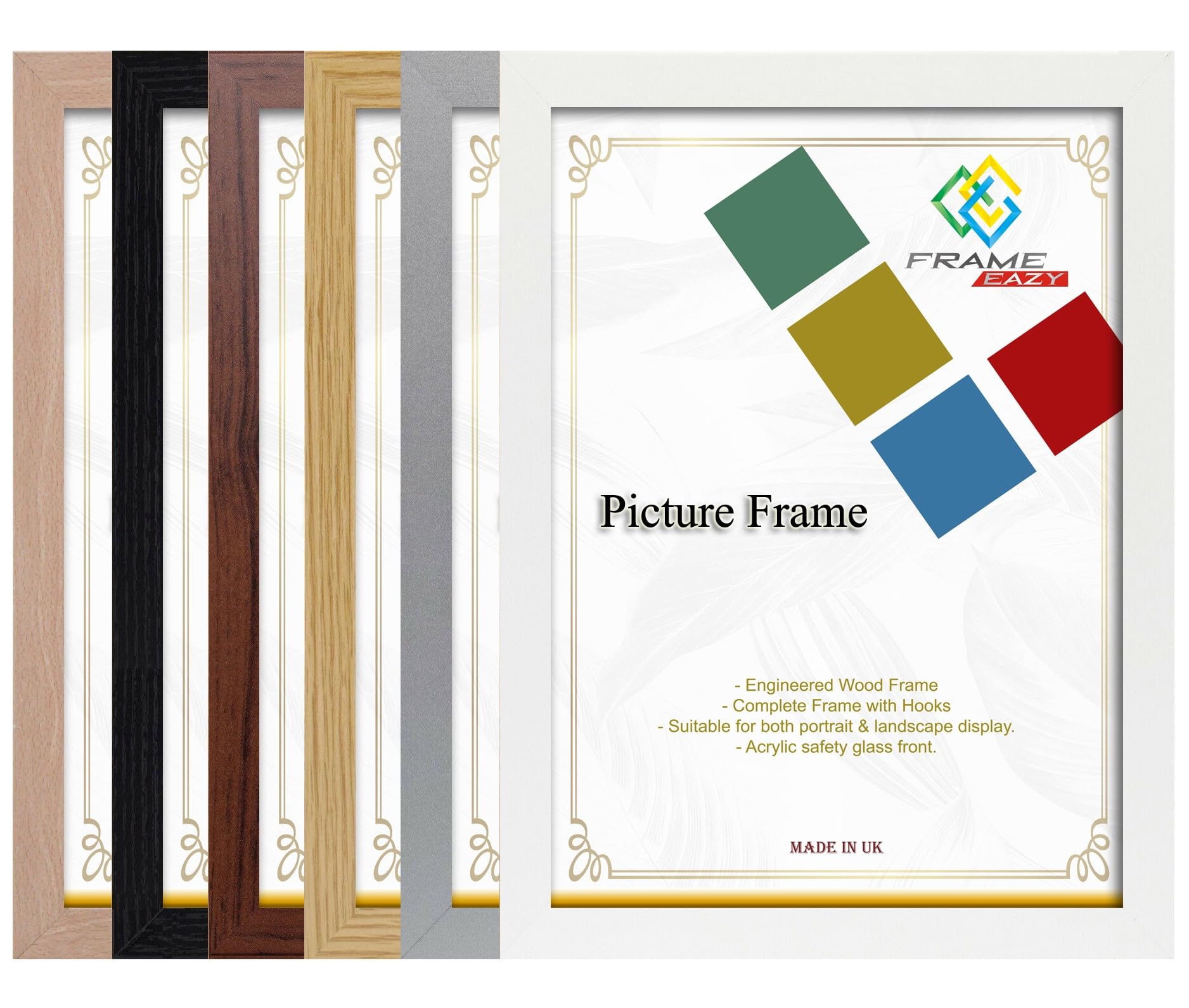 Frame Eazy Beech Wooden Effect Flat Photo Picture Frame A1 A2 A3 A4 Poster Frame (, A1 (23.4" X 33.1"))