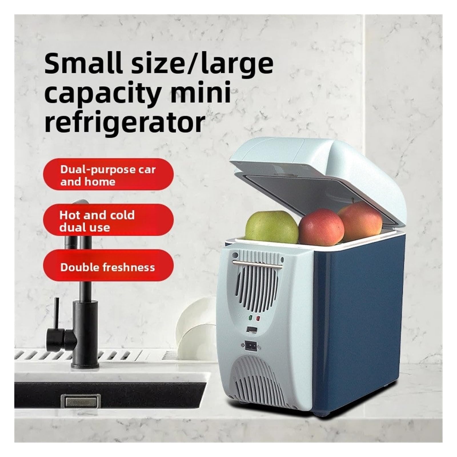 Refrigerador portátil semiconductor de 7,5 l for Coche, con función de frío y Calor, Multiusos, Mini refrigerador de 36 W y 12 V.