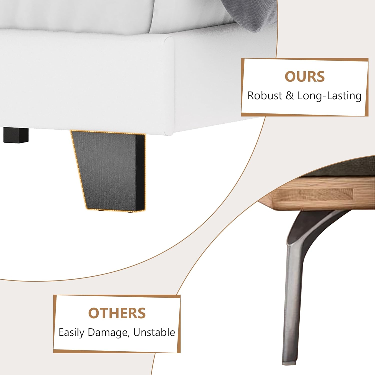 Feonase Queen Size Bed Frame Wood Slats Support Bedframe Sturdy Bedframe with headboard Storage Space Under Bed Easy Assembly White