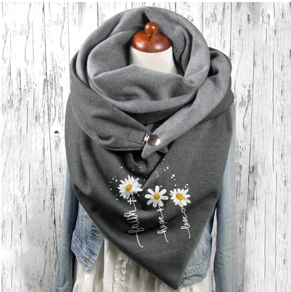 2020 NEU Damen Schal Winter Warme Schals Elegant Drucken Button Lässige Herbstschal Soft Wrap