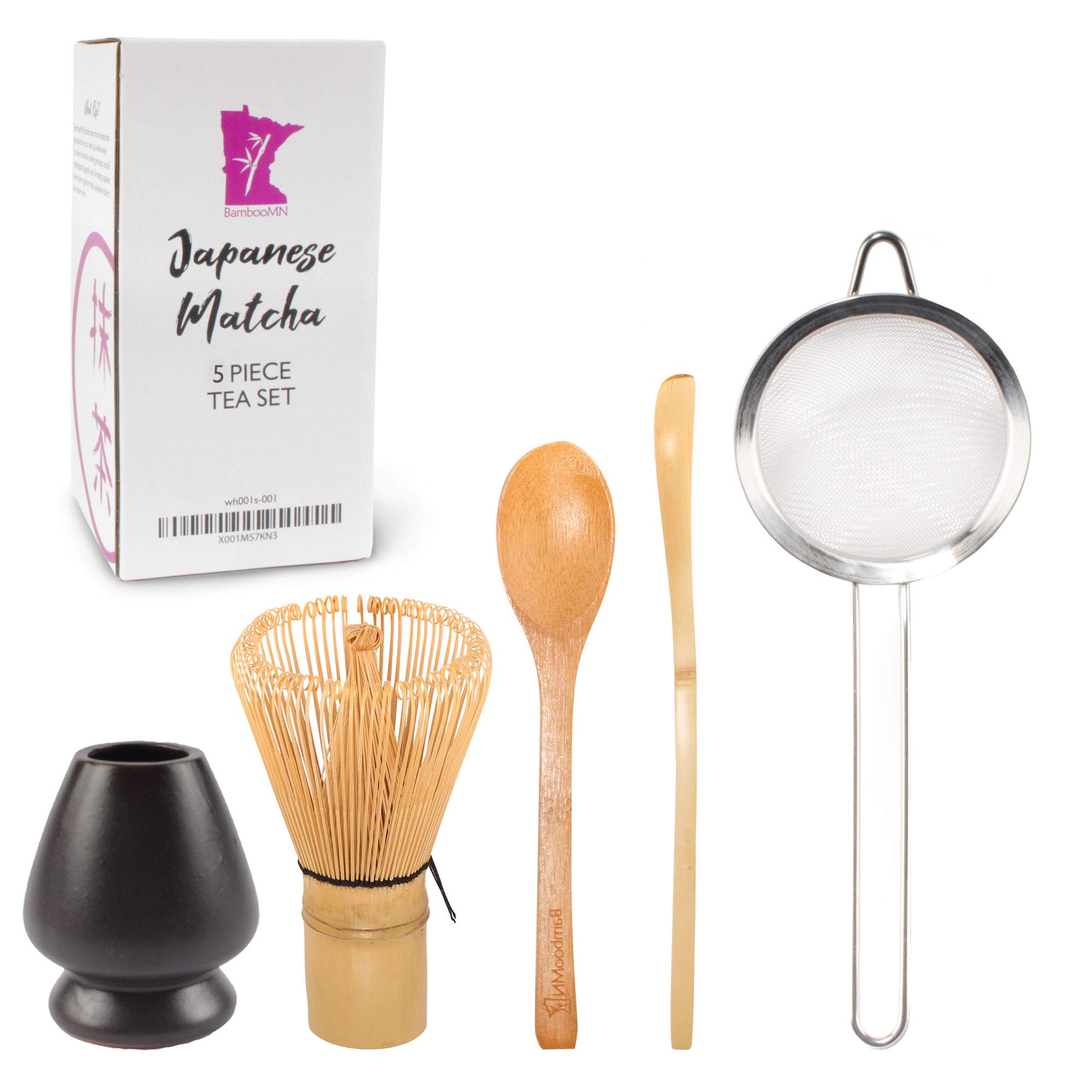 Set Matcha Giapponese Completo Set Tè Matcha Giapponese Completo, Ciotola, Frusta Bambù, Paletta, Cucchiaino, Contenitore, Colino, Bianco Kit Matcha Ciotola Frusta Bambù