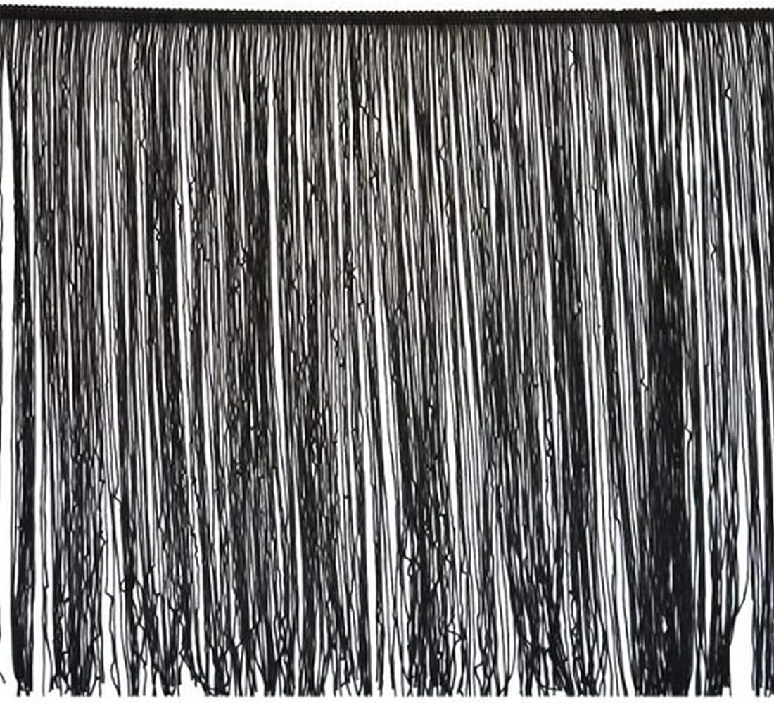 Trims By The Yard 18" Chainette Fringe Trim, Polyester-Made Decorative Fringe Trim, Versatile Fringes for Costumes, Uniforms, Home Decor, and Party Decorations, 5 yards, Black