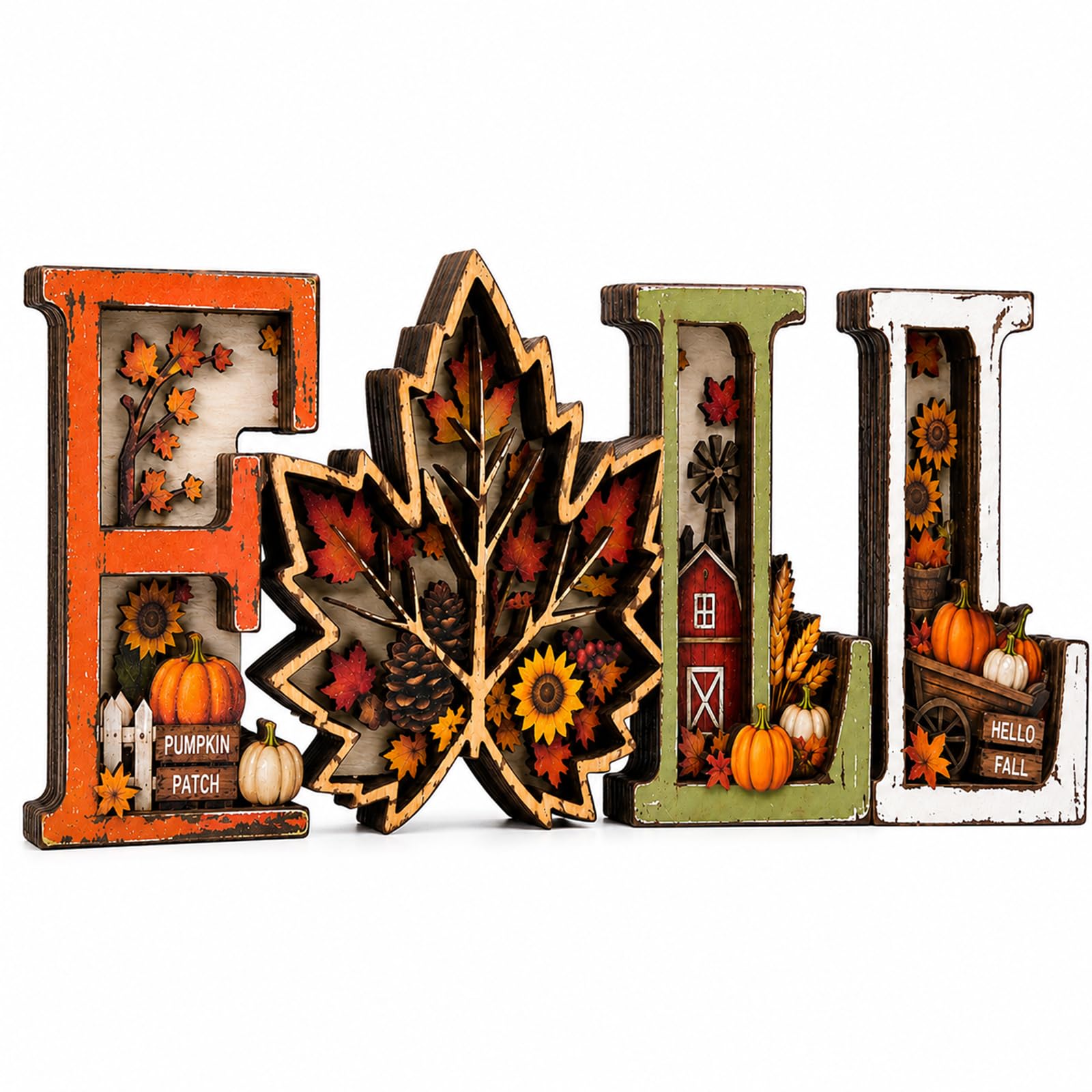 VQRZG 3D Wooden Fall Decor