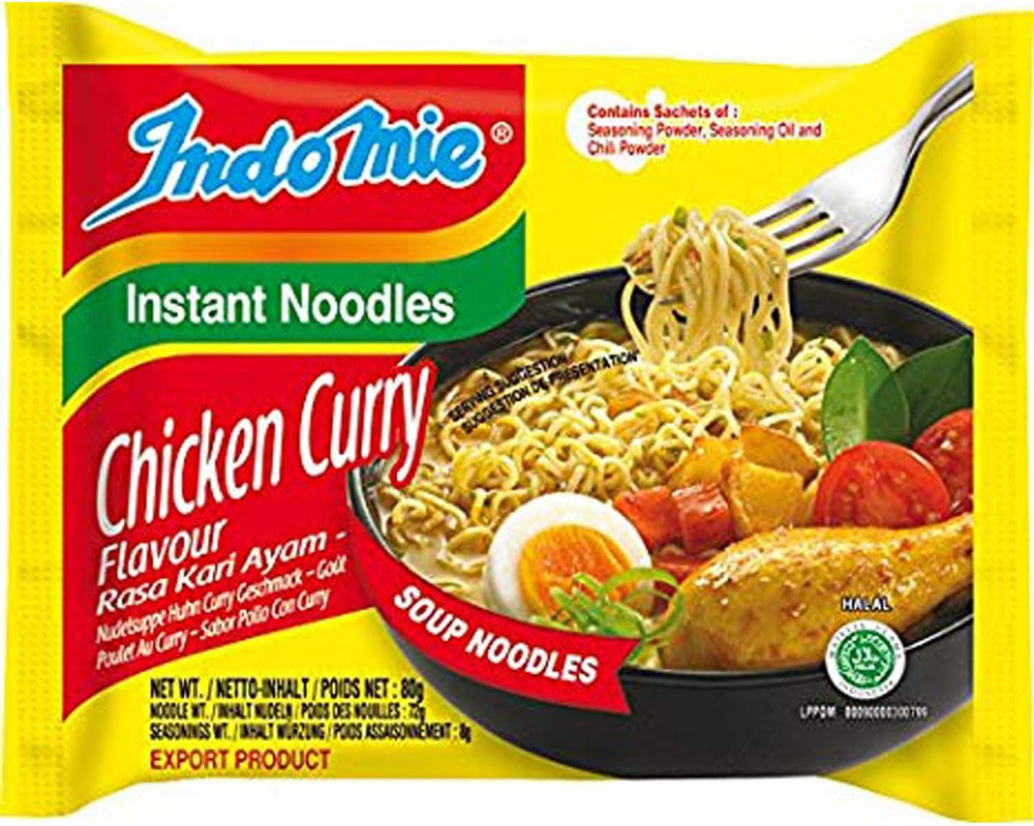 Instant Soup Noodles/Chicken Curry Flavour/Total 10 packs x 74g