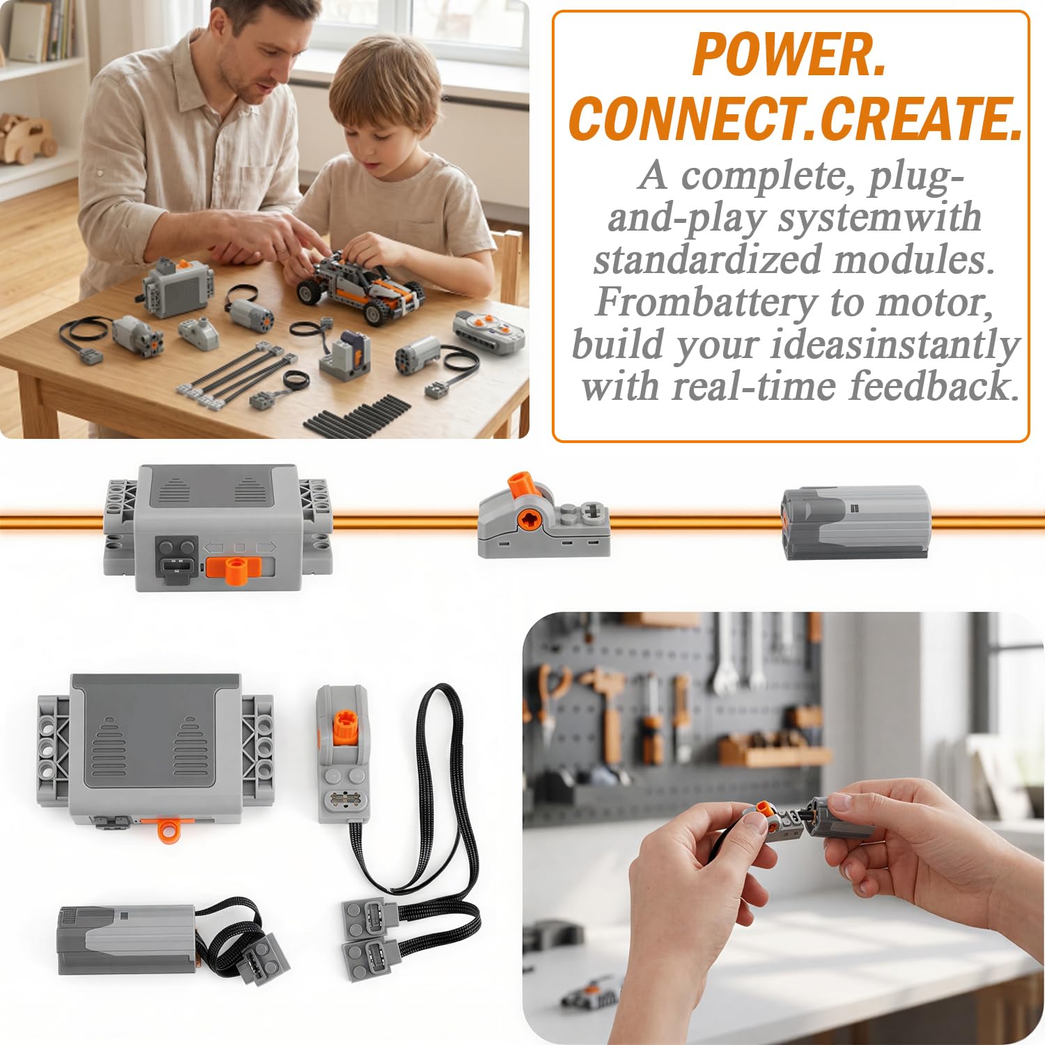 Servo Motor Function Set Power Functions Set 36-teiliges Motor Power Function Elektrisch Spielzeug Motor Technology Power Powered Module Fernbedienung Batteriebox Kompatibel mit Vielen Modellen