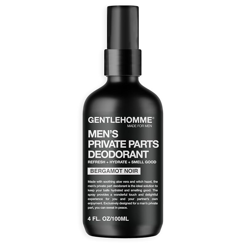 Gentlehomme - Men's Deodorant Spray for Intimate Areas - Anti-Chafing, Hydrating & Refreshing - with Aloe Vera & Witch Hazel - All Skin Types - Vegan - Bergamot Noir Scent - 4oz