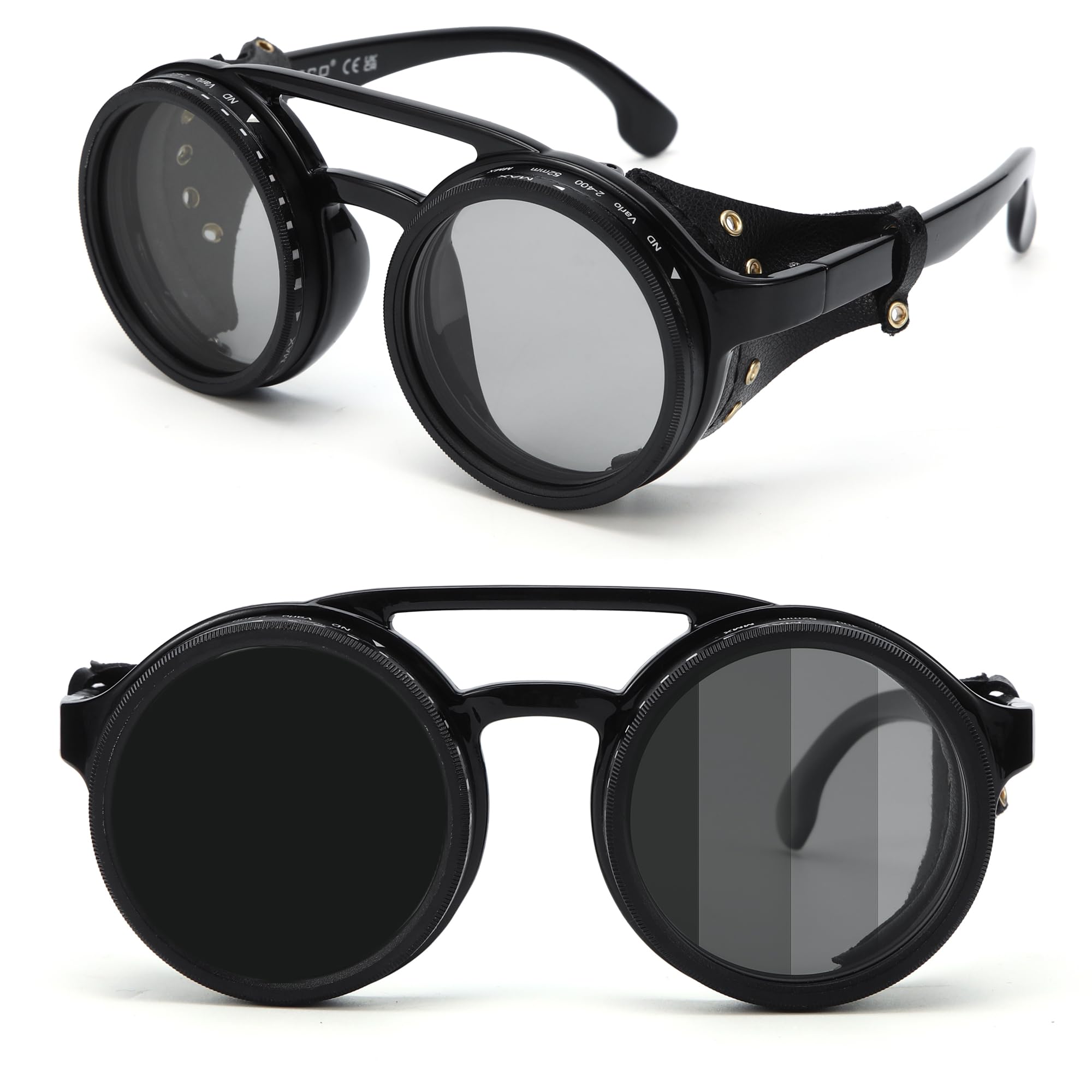 Photo 1 of Loycco Steampunk Round Sunglasses - Adjustable Tint, Polarized