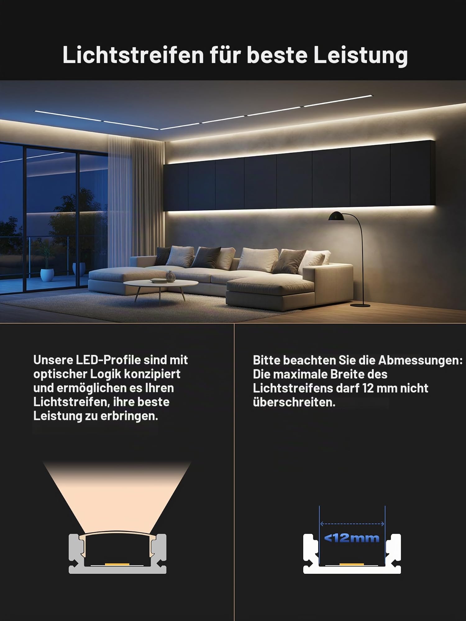 LED Aluminium Profil U-Form 2M*10pcs(20M) mit Milchig Weißer Abdeckung Kanal Diffusor Alu LED leisten Schienen kanalleiste Aluprofil Streifen Profile lichtkanal led strip aluschiene unterputzprofil