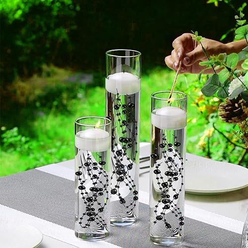 Miniatura 5 de 50 cuerdas de perlas para velas flotantes, perlas de imitación de efecto flotante para relleno de jarrón, decoración de mesa de centro de mesa para