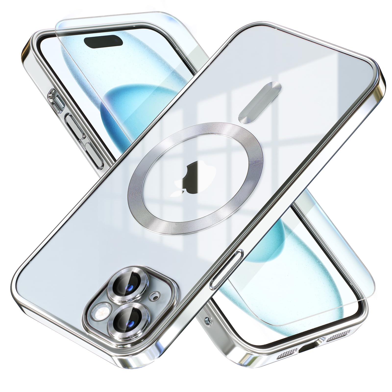 Misea Magnetic for iPhone 15 Case Compatible with MagSafe [Never Yellowing] [Military Grade Drop Protection] Full Camera Lens Protector Plating Soft