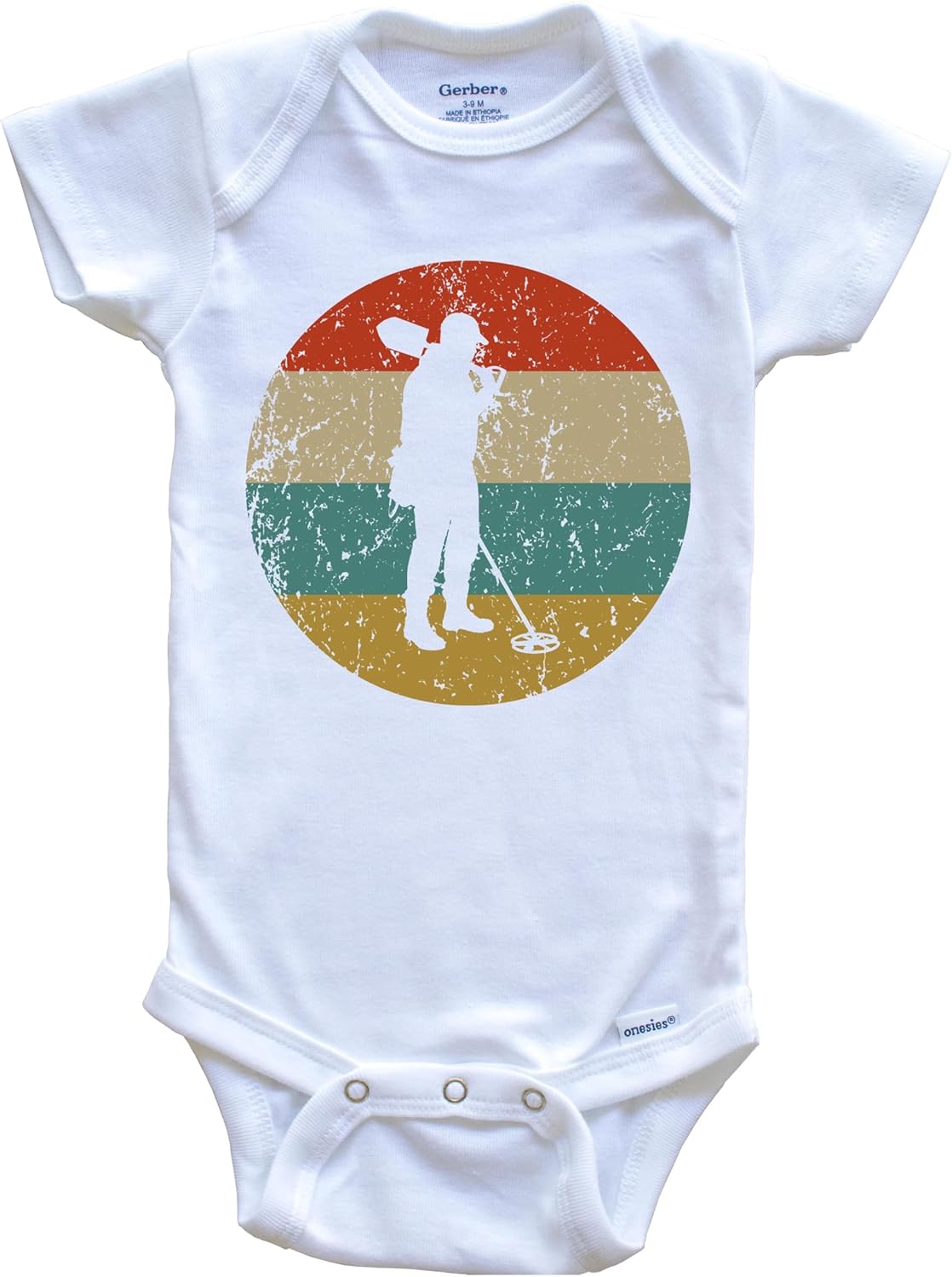 Metal Detecting Vintage Retro Coinshooter Circle Icon One Piece Baby Bodysuit